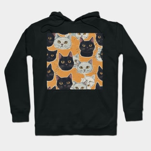 Black and White Cats Pattern Hoodie